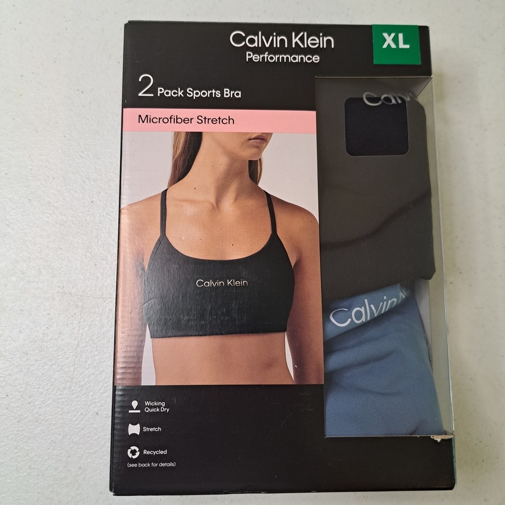 Calvin Klein Womens 2 Pack Sports Bra XL Multi NWT Microfiber Stretch 1621-343